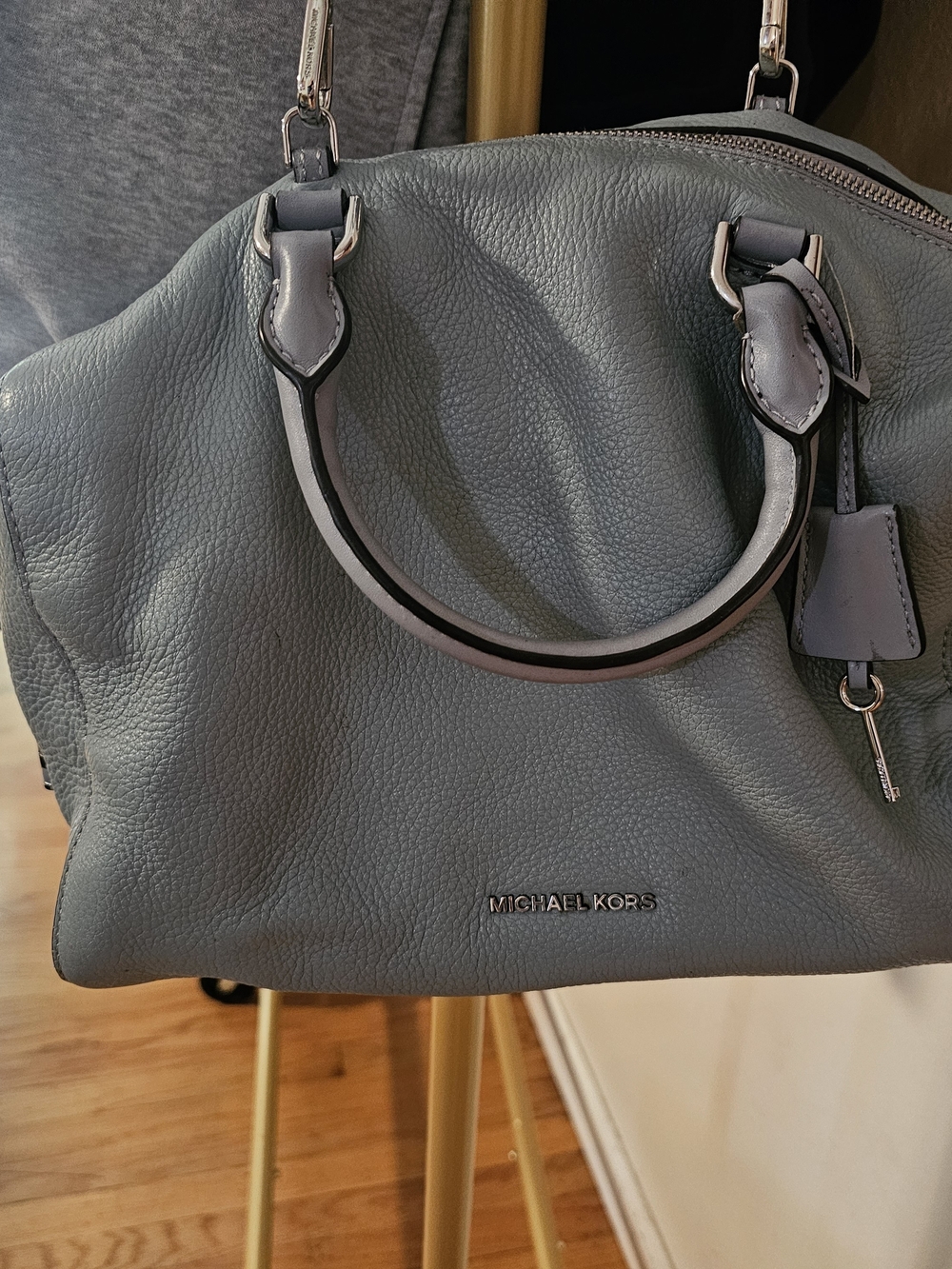 Michael Kors Gray Leather Satchel Bag